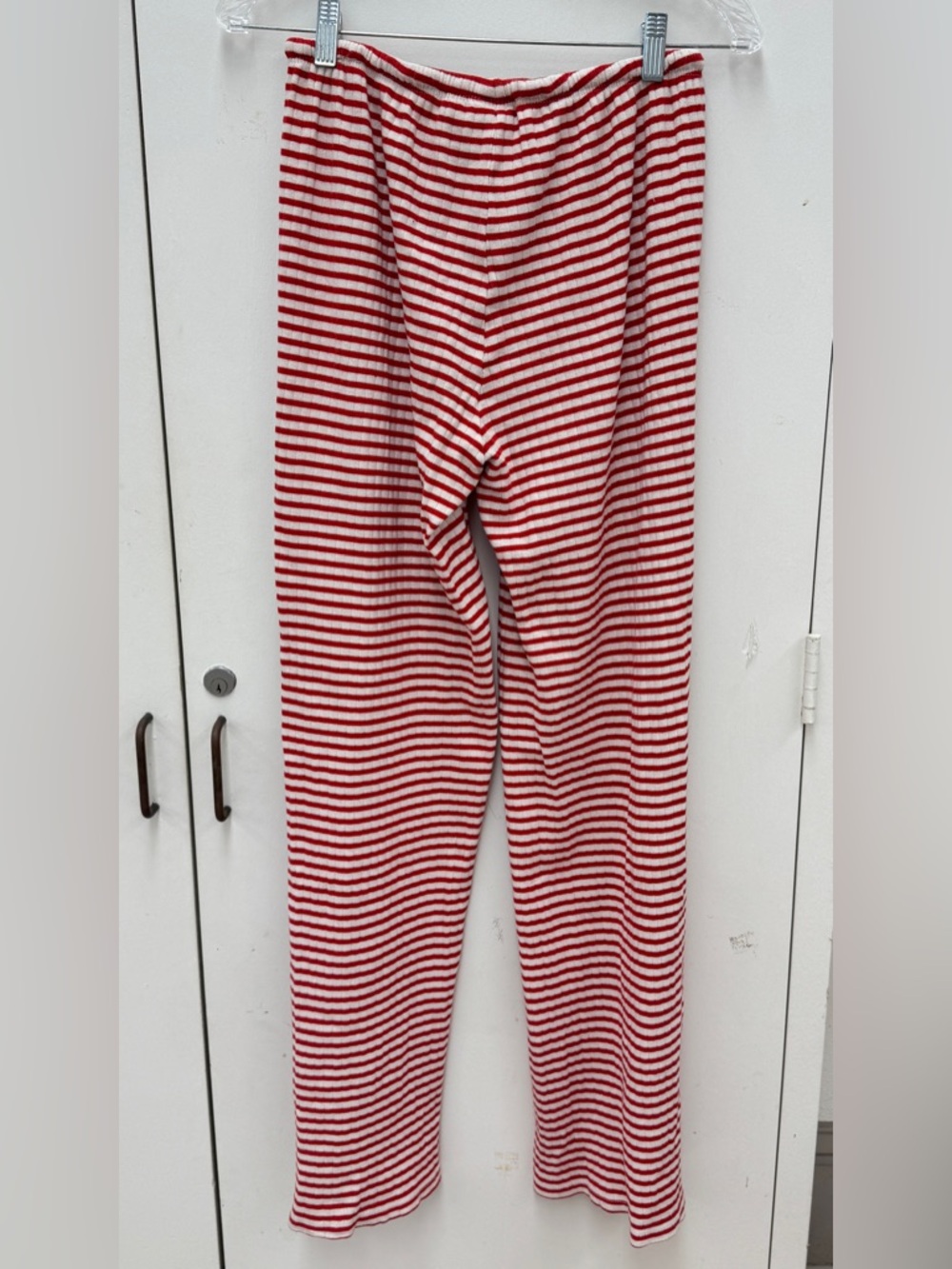 Gina Tricot Women's Red & White Striped Ribbed Wide-Leg Trousers Pants Size S - Picture 8 of 8